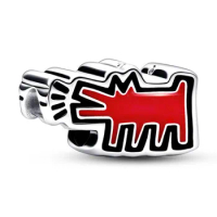 Original Moments Red Barking Dog Bead Charm Fit Pan 925 Sterling Silver Bracelet Bangle Diy Jewelry