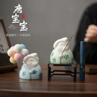 Creative Thread Joss-Stick Incense Holder Decoration Desktop Cute Ceramic Chinese Joss-Stick Device Tea Ornaments Tea Pet