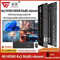 KVM HDMI Multiviewer Switch 4K HDMI KVM 4 In 1 Out Video Cutting 4X1 Seamless Quad Multi-viewer KVM Switcher For 4 Computer PC
