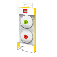 【 樂高LEGO 】 圓形橡皮擦 - 紅、萊姆色 (2入)