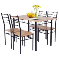 5 Piece Dining Table Set 29.5" with 4 Chairs Wood Metal Kitchen Breakfast Furniture dining table dining table set