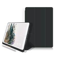 VXTRA筆槽版 iPad Pro 12.9吋 2021 親膚全包覆防摔軟套 平板皮套(質感黑)
