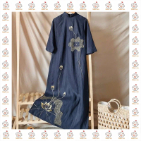 Set áo dài Linen Hoa Sen_SE8044Vận chuyển từ Hà Nội