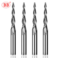 BB Taper Ball Nose End Mill Solid Carbide Engraving Router Bit Relief Wood Metal CNC Milling Cutter Coated 3.175mm 4mm 8mm 10mm