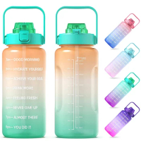 Sport Water Bottle 2.2Litre with Time Marker Straw Large Motivational Drinking Bottle Travel Gym Fitness Jugs For Kitchen Cups