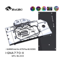 Bykski GPU Block For GUNNIR Intel Arc A770 Flux 8G OC , Full Cover With Backplate , Graphics Card Liquid Cooler , I-GNA770-X