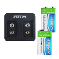 BESTON 9V 鎳氫電池充電組 (電池二入 + 雙槽充電器 組合)