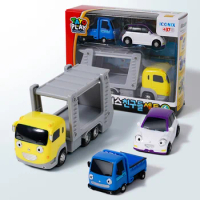 Korean Cartoon Bus tayo Motor Transport Vehicle with Mini Blue Truck and White Car Kids Toys Oyuncak Boy Gift