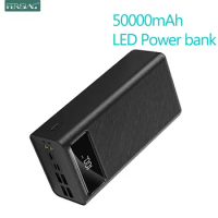 FERISING LED flashlight Display 50000mAh Power Bank 4 USB External 50000 mah banks Battery Portable Powerbank for Xiaomi iPhone