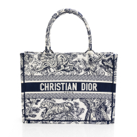 DIOR迪奧 Book Tote Bag Toile de Jouy老虎刺繡手提托特包/手袋 (中型)