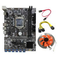 B250C BTC Mining Motherboard 12 USB3.0 to PCI-E16X Graphics Slot LGA1151 DDR4 DIMM with CPU Fan+6 to 8Pin Power Cable