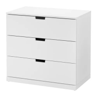 NORDLI 抽屜櫃/3抽, 白色, 80x76 公分