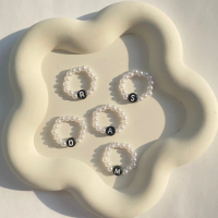 Beads ring pearl inisial/ cincin manik inisial/ cincin mote