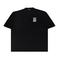 BALENCIAGA 巴黎世家 字母燙畫LOGO條碼設計純棉寬鬆短袖T恤(男裝/黑)