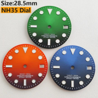 NEW 28.5mm NH35 dial Watch dial Gradient color dial Ice blue luminous dial Suitable for NH35 NH36 movement watch accessories