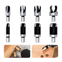 8Pcs Wood Dowel Drill Bits Four Flute Dowel Hole Cutter Round Shank Claw Tapered Drill Bit Cork Drill Hole Saw for Woodworking