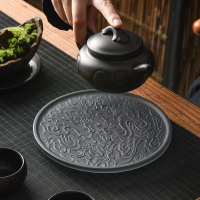 琉璃黑墨干泡臺茶盤小號托盤壺承迷你茶臺長方形簡約茶海茶席壺承