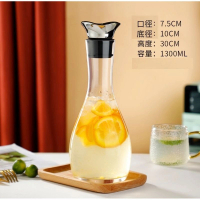 玻璃冷水壺家用凉水壺夏季耐熱高溫水瓶（1.3升梅花口圓肚水壺-【2個裝】） 