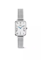 Daniel Wellington Quadro Roman Numerals Date Sterling White Silver Women Watch stainless steel watch