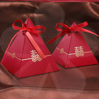 喜糖盒子免折疊結婚用品新款創意婚慶喜糖袋三角禮盒中式婚禮糖盒