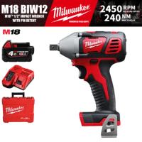 Milwaukee M18 BIW12/2659 M18™ 1/2" Cordless Impact Wrench With Pin Detent 18V Power Tools 240NM With Battery Charger