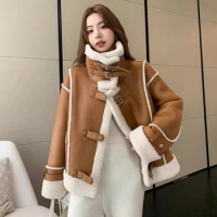 Fur Coat Women Autumn Winter Thickened Single Breasted Short Fur Coat For Slimming Imitation Mink Fur Loose Lady Jacket Top