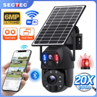 Sectec 20X Zoom Solar Cell 4G Solar Cameras Wifi Outdoor Laser Color Night Vision Wifi Surveillance 