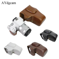 Pu Leather Camera Case Bag Cover For Canon 200D 200D II Camera With Strap Black brown coffee white