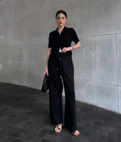 GONEGANI OFFICIAL - Celana Daily Wanita Kulot Highwaist Casual Look Comfy Pants Black