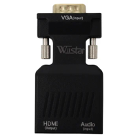 wiistar 1080P VGA to HDMI Video Converter Adapter vga2hdmi with Mini USB Power Cable 3.5mm Audio Cable vga2hdmi for HDTV DVD PC