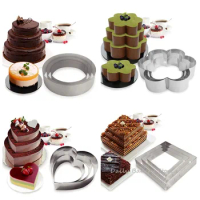 Baking Tools 4/6/8inch Set Mousse Cake Circle/Heart Shaped Cutting Mold Stainless Steel Fondant Cake Decorating Mold Box Packing