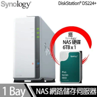 Synology群暉科技 DS120j NAS 搭 Synology HAT3300 Plus系列 6TB NAS專用硬碟 x 1