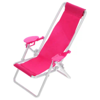 Chaise Lounge Oxford Cloth Small Simulation Adjustable Folding Beach Chair for Home Model House Accessories