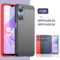 For OPPO A78 5G Case OPPO A78 5G Capas Phone Bumper Back Shockproof Soft TPU Carbon Fiber Case Fundas For OPPO A58 A78 5G Cover