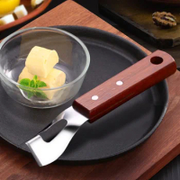 Stainless Steel Butter Knife Cheese Cheese Corner Knife Slicer Scraper Butter Smear With Wood Handle MS-246