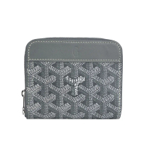 【GOYARD】MATIGNON 牛皮拼帆布ㄇ型拉鍊短夾