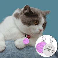 DLGIFJIE Tag ID Anjing Percuma Ukiran, Tag ID Kucing/Anak Anjing Tersuai, Aksesori Kalung Anjing, Ta
