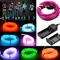 1M/2M/3M/5M Car EL Wire led strip Neon Dance Party Decor Light Neon LED lamp Flexible EL Wire Rope Tube Waterproof LED Strip