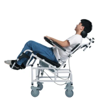 Hydraulic Lift Elderly Chair with Basin Armrest Folding Aluminum Alloy Lightweight Bath Wheelchair