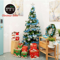 摩達客耶誕-6尺/6呎(180cm)特仕幸福型裝飾綠色聖誕樹+冰雪銀藍系全套飾品配件不含燈/本島免運費