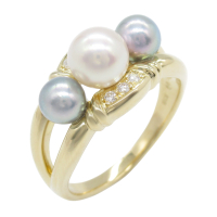 【二手名牌BRAND OFF】TASAKI 田崎 18K 黃金 珍珠 0.06ct鑽石 戒指