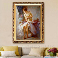 人物油畫臥室裝飾畫現代浴室掛畫歐式玄關豎幅壁畫半裸美女性感畫 夏洛特居家名品