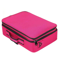 Hamlin Elmar Tas Kosmetik Make Up Travel Organizer Bag Wanita Material Nylon PVC ORIGINAL - Rose Red