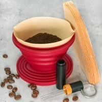 Collapsible Pour Over Coffee Dripper Espresso Distributor With Keychain Foldable Cone Filter Holder WDT Tool Wareset