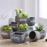 Home Decoration Personality Imitation Trunk Texture Cement Flower Pot Planter Succulent Flower Pots Bonsai Potted Ornaments