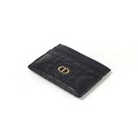 Dompet CHRISTIAN DIOR CARO FREESIA BLACK CALFSKIN CARD HOLDER 100% ORIGINAL 10X7CM