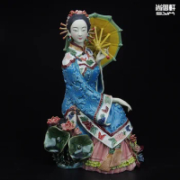 Boneka Shiwan master wanita baik dekorasi karakter Tiongkok modern dekorasi washeng pita keramik buatan tangan