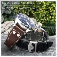 High Quality Leather Rivets Watchband 20mm 21mm 22mm Watch Strap for IWC Portofino Big Pilot's Watches TOP GUN Soft Cowhide Belt