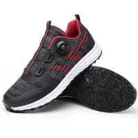 Men's Golf Shoes Button Quick Lacing Shoes Outdoor Sneakers Fashion Golf Sports Shoes Golf Waterproof Anti-slip Shoes