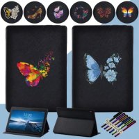 Flip Tablet Case for Lenovo Tab (E10/M10) PU Leather Shell for Lenovo Smart Tab M10 FHD Plus Stand Cover with Butterfly Series
